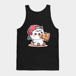 Baby Llama Eating Pizza Cute Kawaii Foodie Tank Top